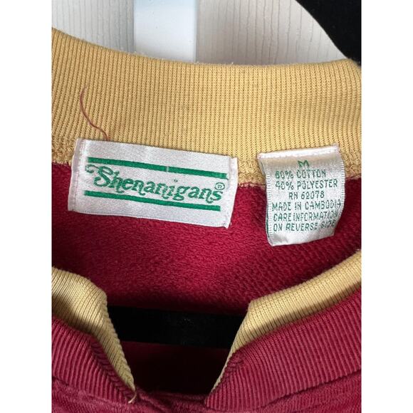 Shenanigans red floral embroidered 90s crew neck cardigan cottagecore medium - Picture 5 of 9